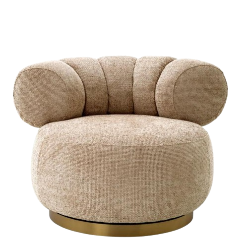 [SKU: 116675] Swivel Chair Phedra Taupe | Brass