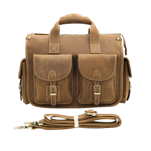 [Men's brown briefcase in Brown-Yellow] Men’s Brown | Briefcase Laptop