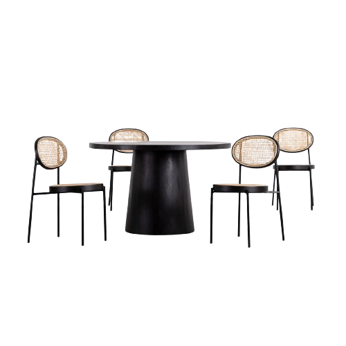 Set of Round Wooden Dining